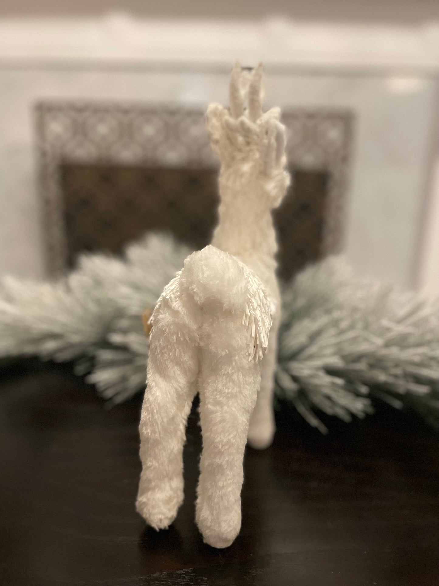 13.75” Deer. Snow fleece deer.