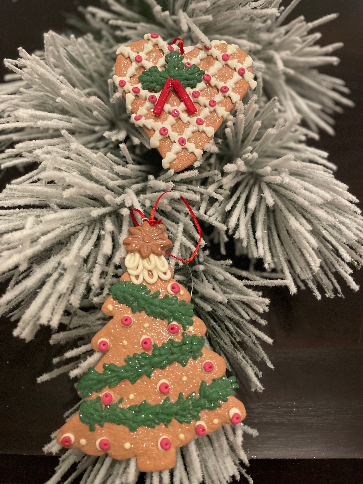 SET of 4. 5" Frosty Gingerbread holiday ornament.