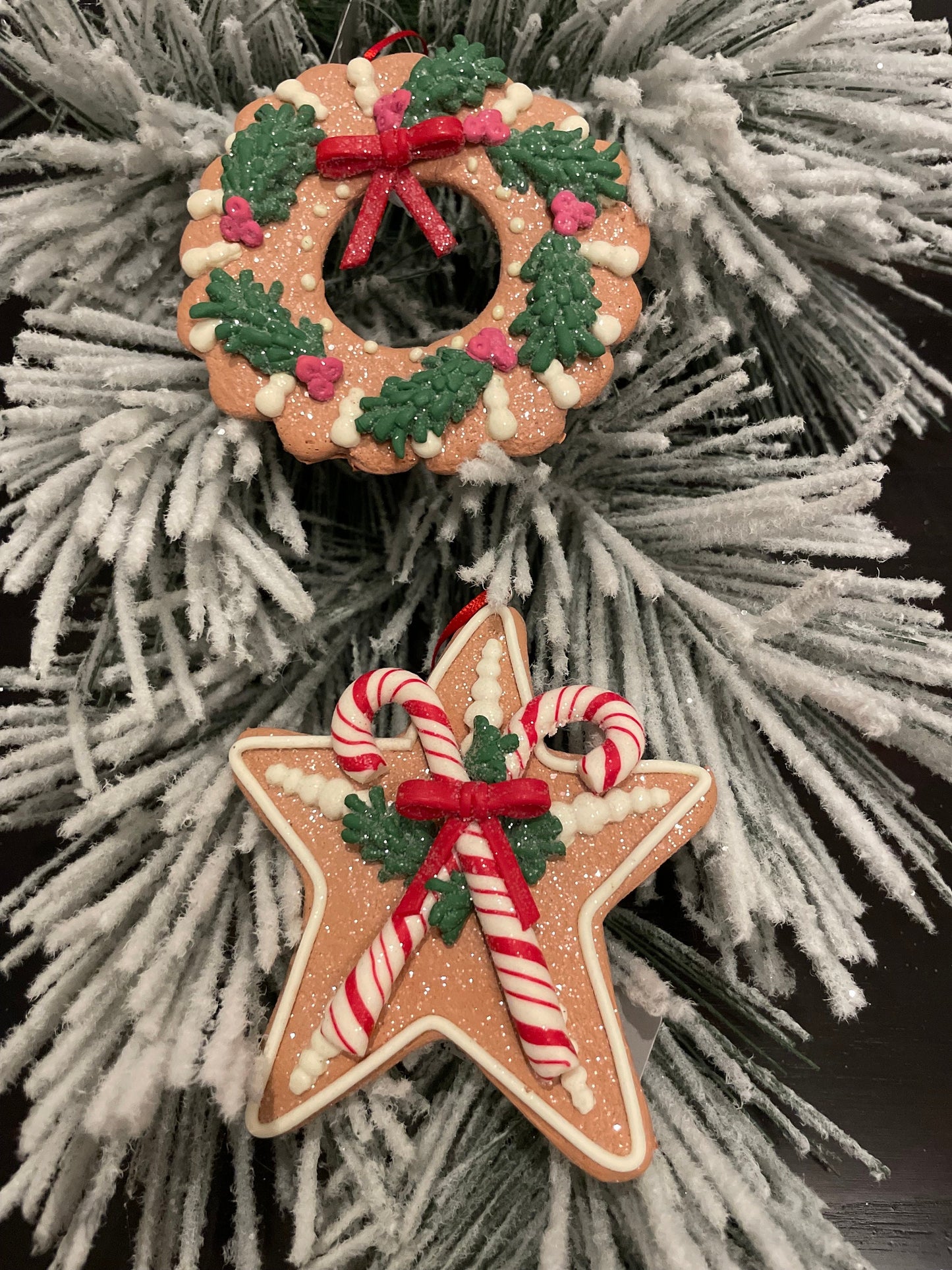 SET of 4. 5" Frosty Gingerbread holiday ornament.