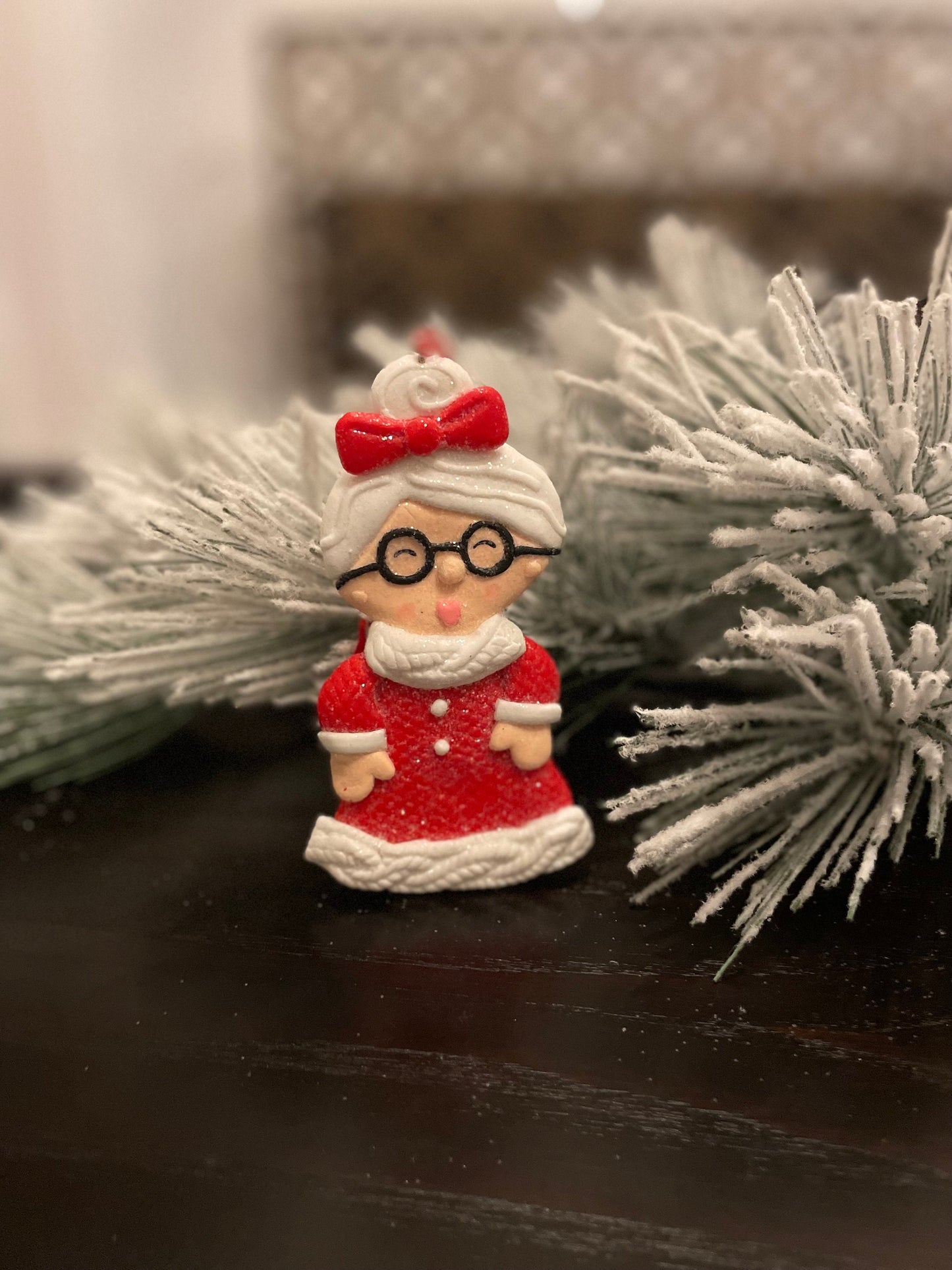 SET of 2. 5.25" Mrs. Claus ornament.