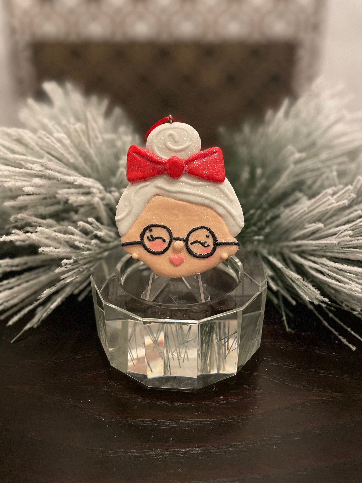 SET of 3. 3.75" Mrs. Claus ornament.