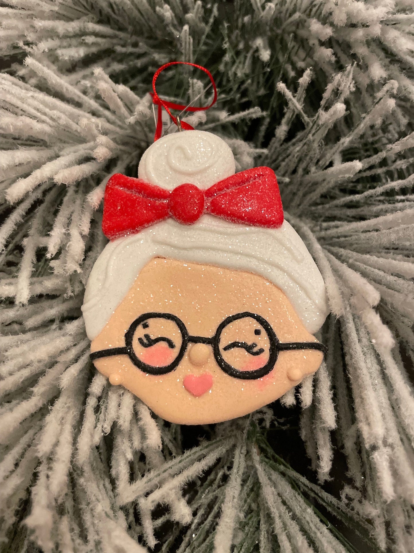 SET of 3. 3.75" Mrs. Claus ornament.
