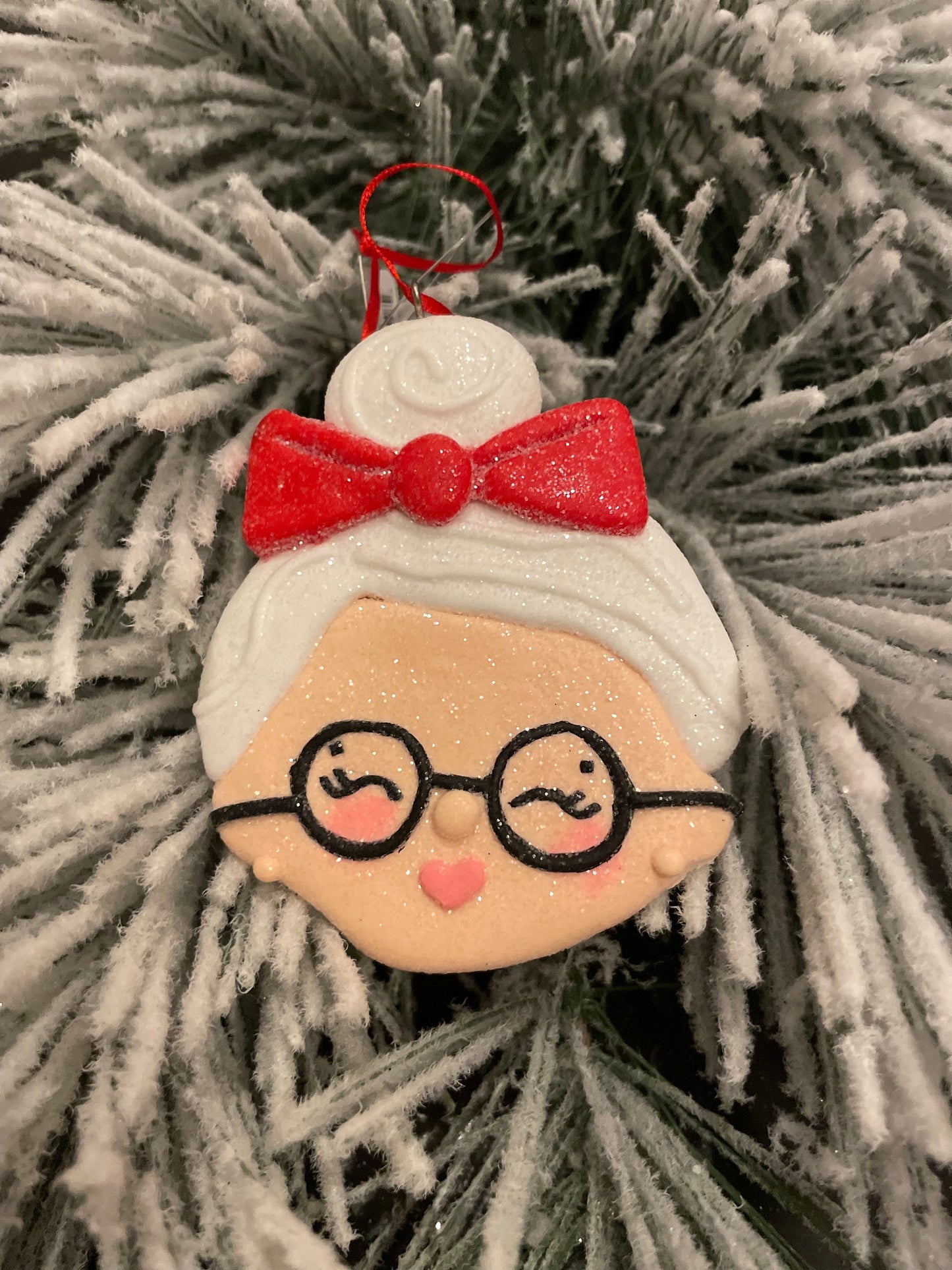SET of 3. 3.75" Mrs. Claus ornament.