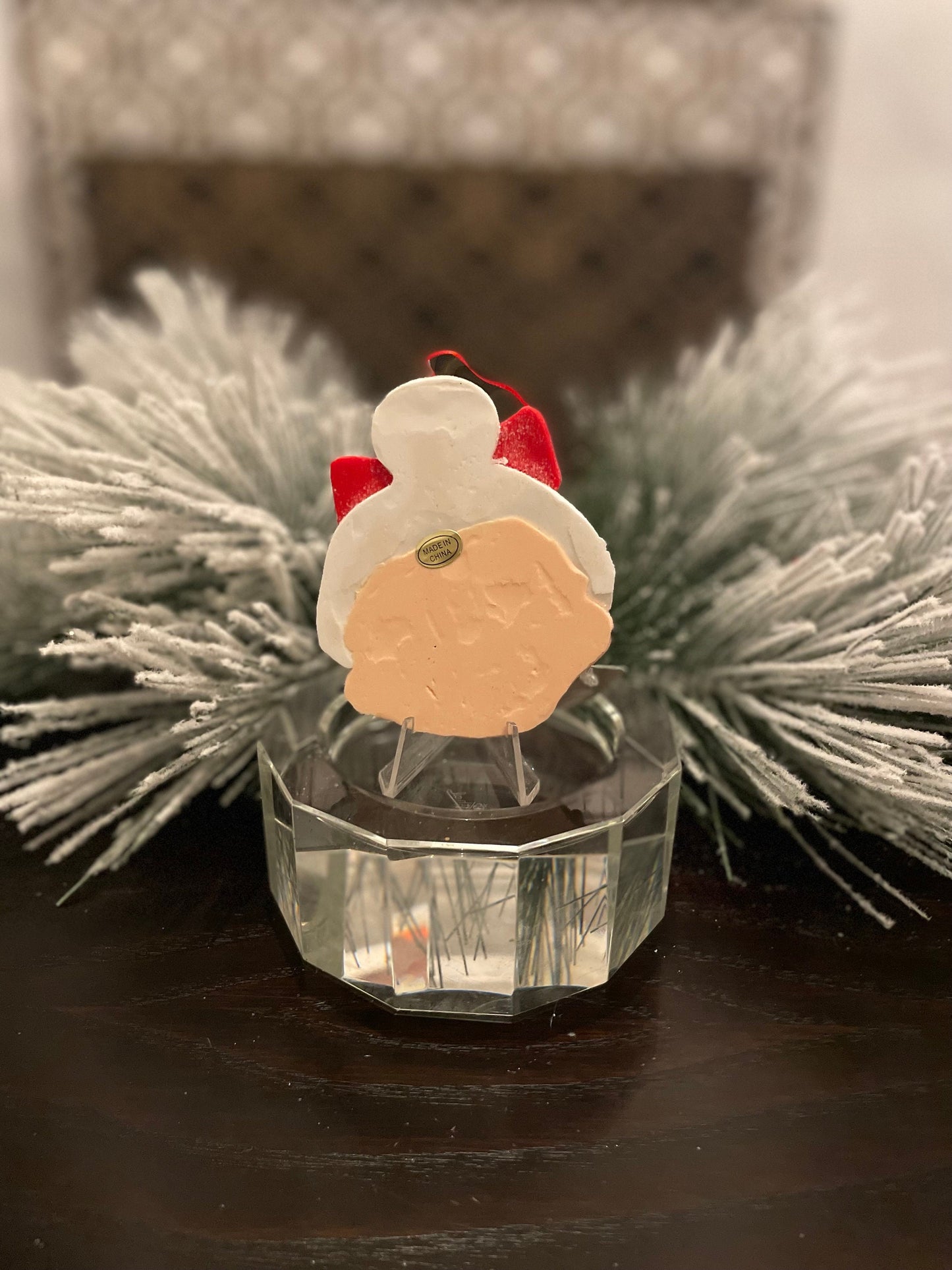 SET of 3. 3.75" Mrs. Claus ornament.
