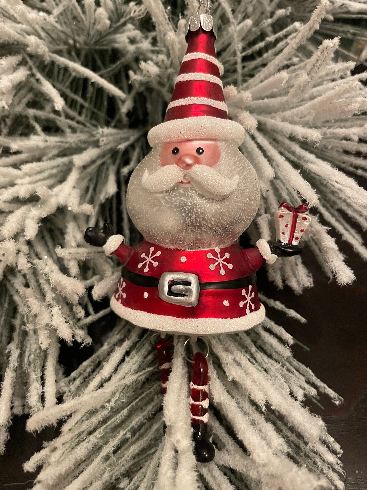 6.25” Santa and snowman glass ornaments.
