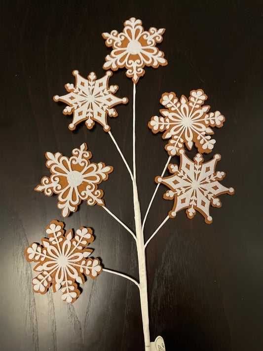 Set of 2. 28" Gingerbread snowflake spray.