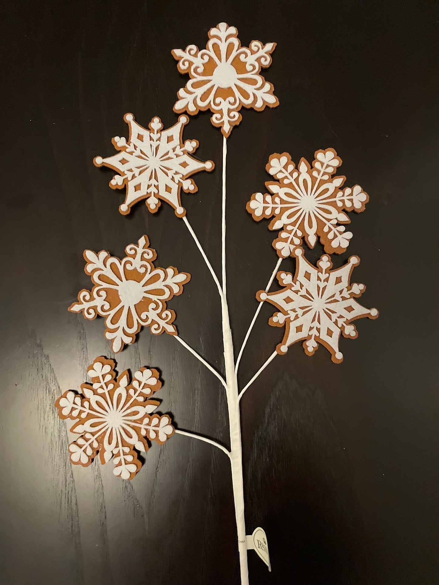 Set of 2. 28" Gingerbread snowflake spray.