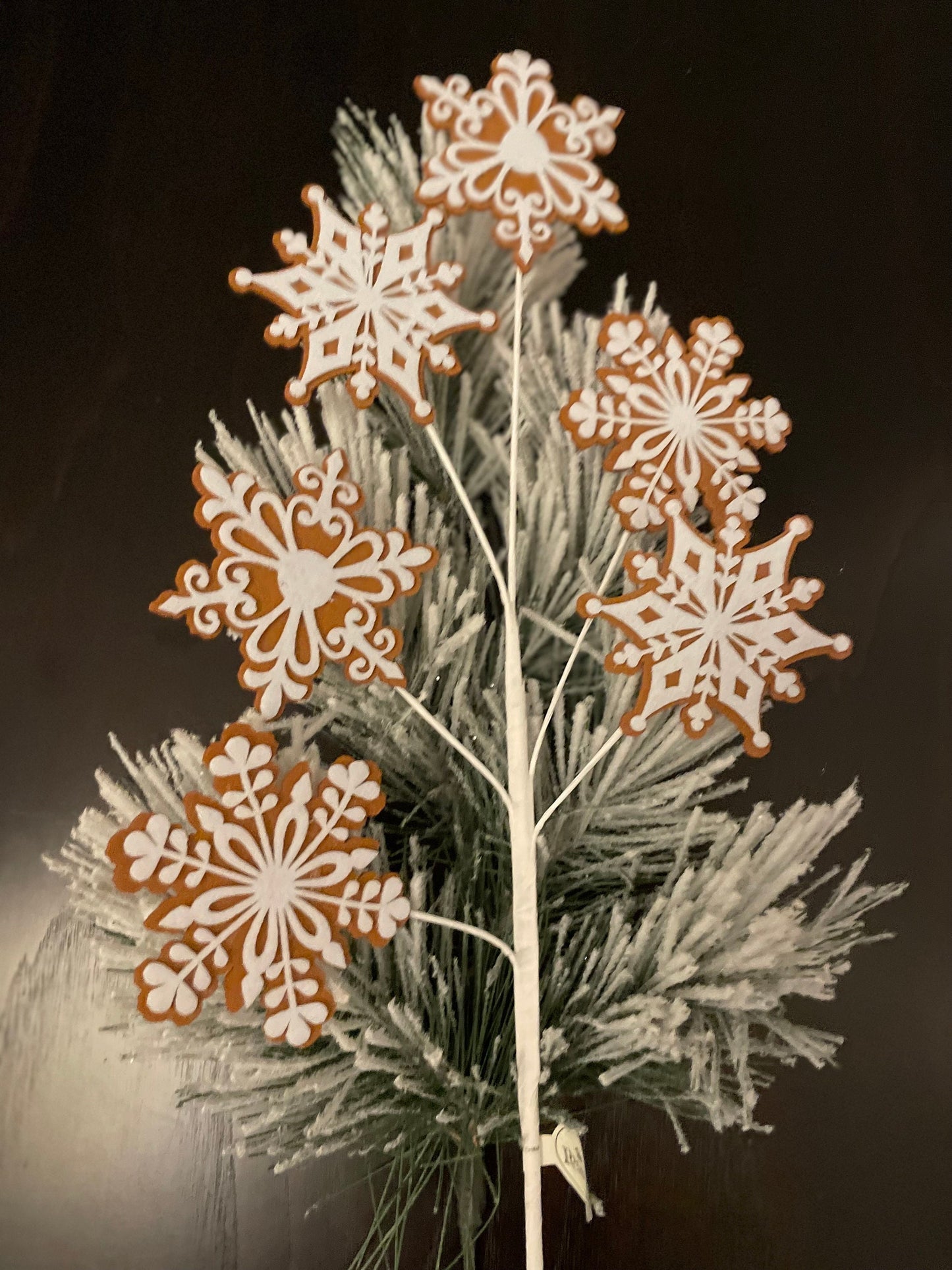 Set of 2. 28" Gingerbread snowflake spray.