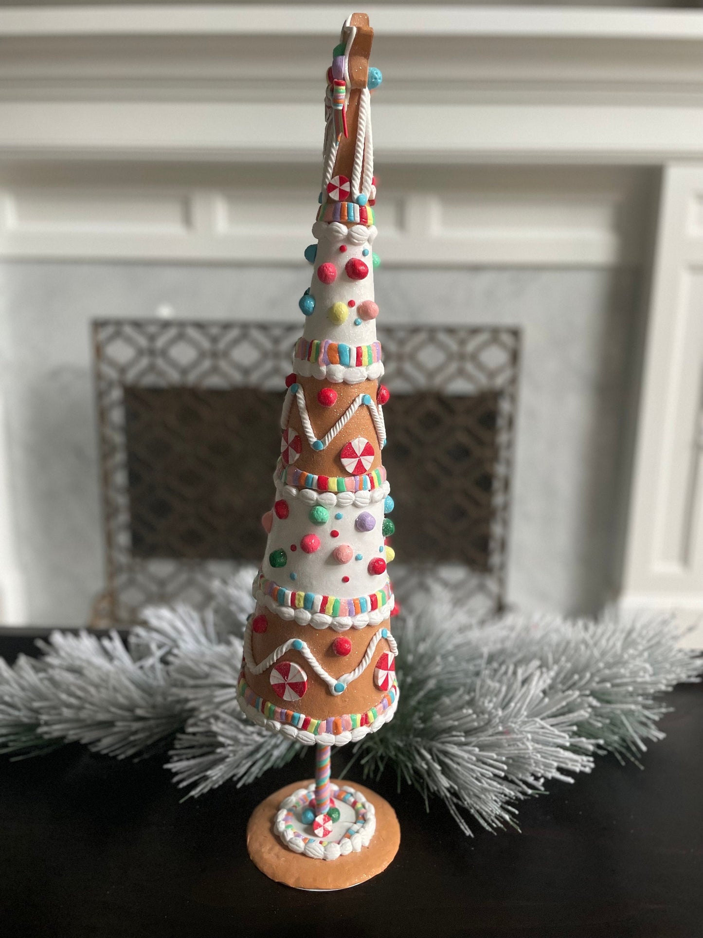 26” Claydough gingerbread candy tree. Christmas. Multi color.