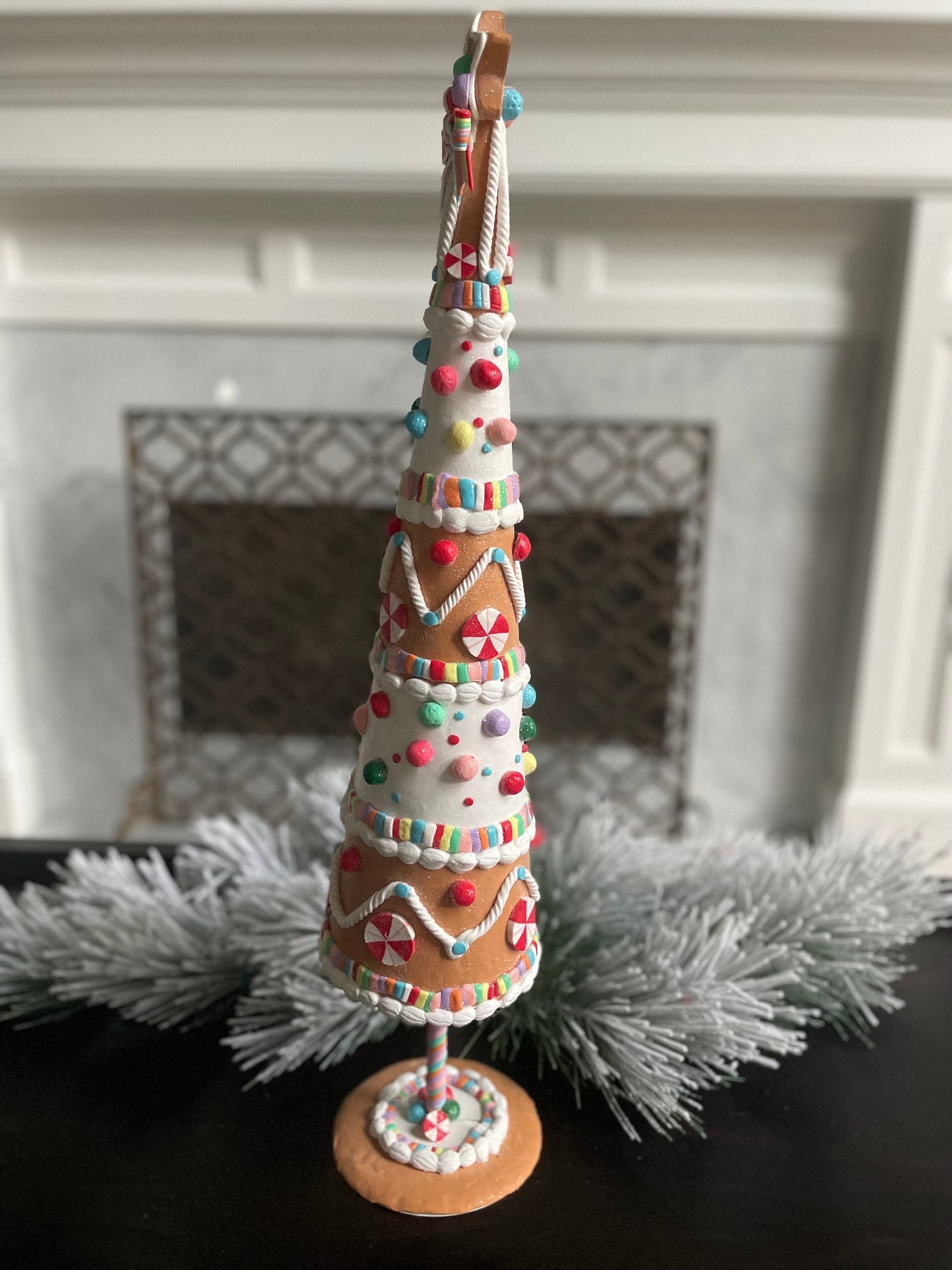 26” Claydough gingerbread candy tree. Christmas. Multi color.