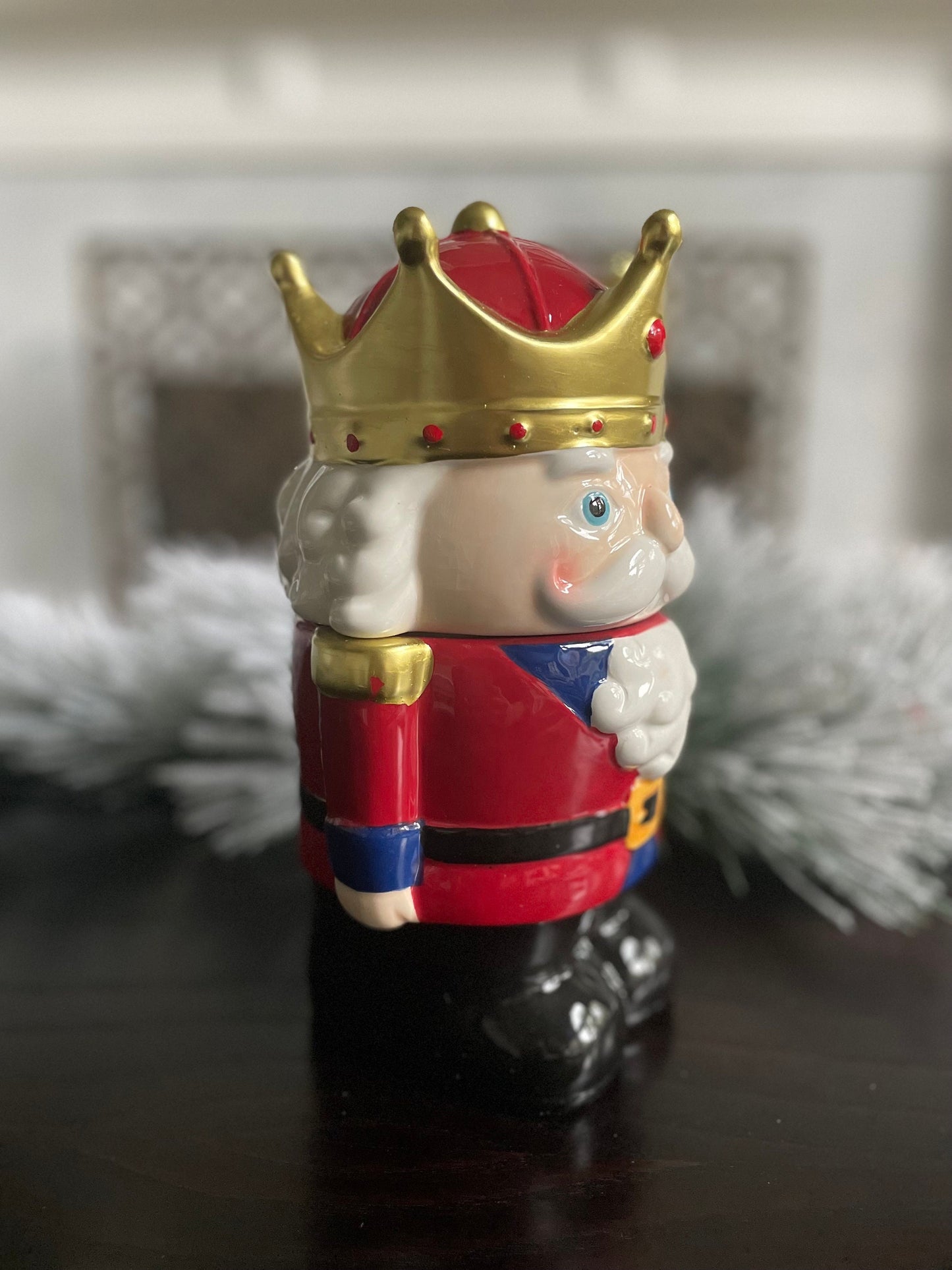 10”h x 6” w. Nutcracker dolomite cookie jar.