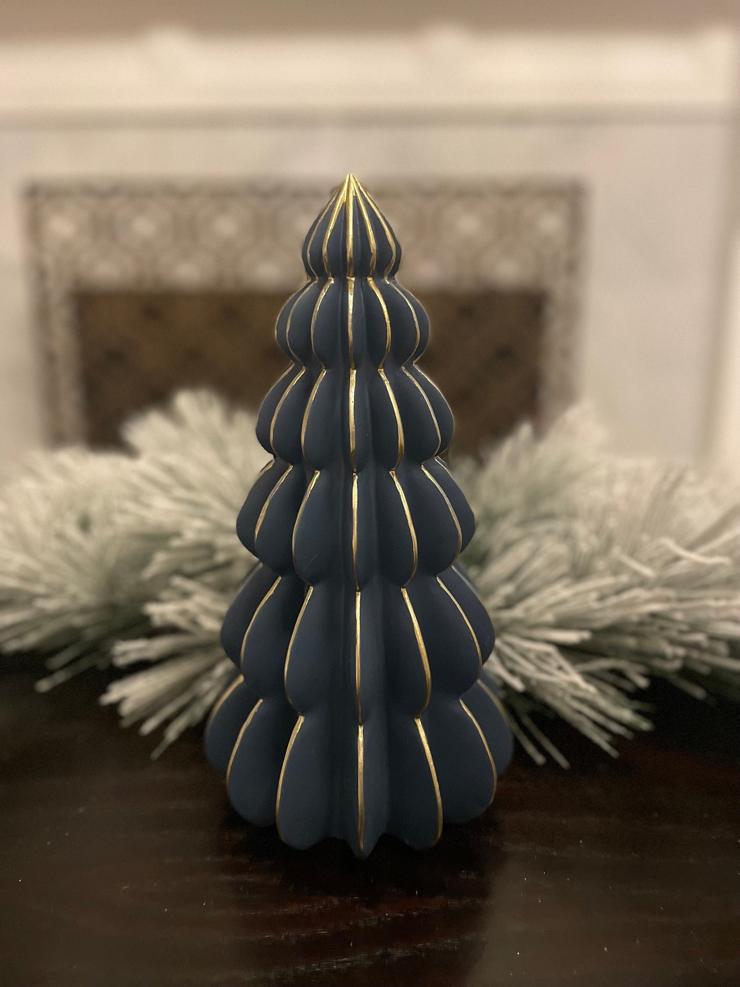 13”H x 4” W Resin blue and gold tree.