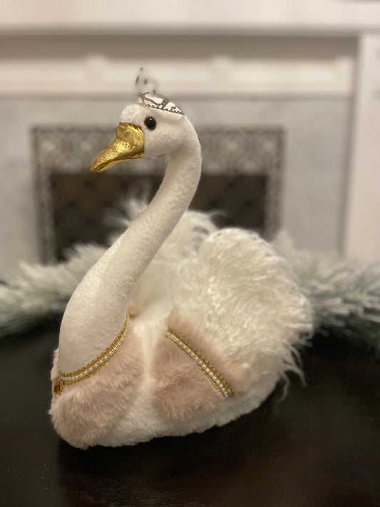 14"H x 14” L Swan blush beauty. Mark Roberts.