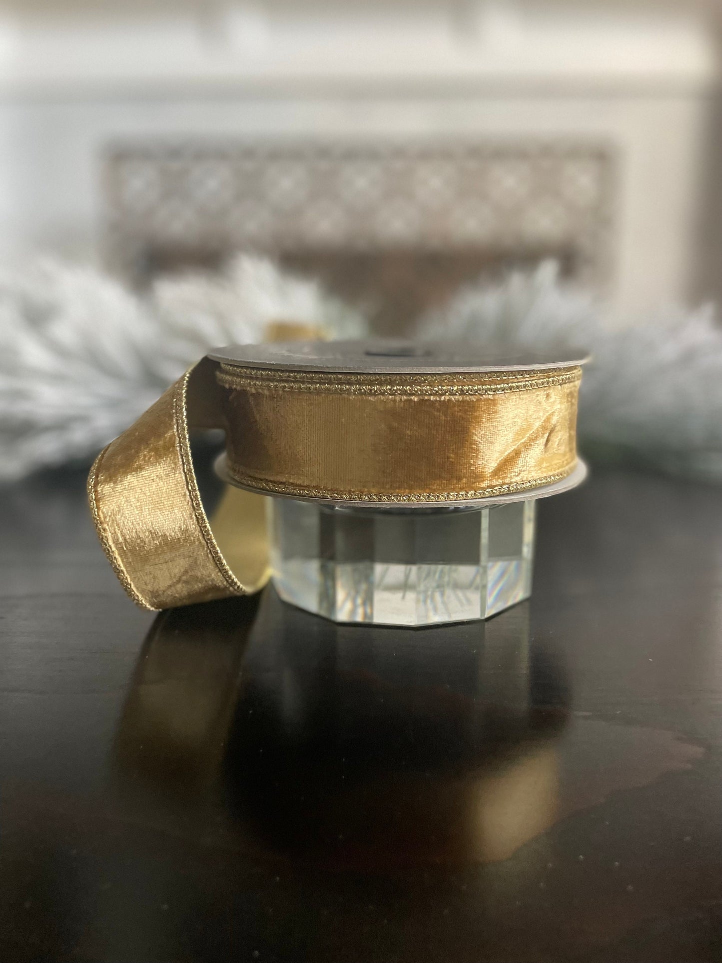 1.5” x 10 yards flashy velvet gold ribbon. designer ribbon. Farrisilk