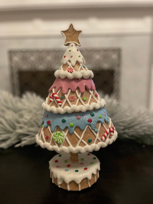 14” Claydough gingerbread candy tree. Christmas.