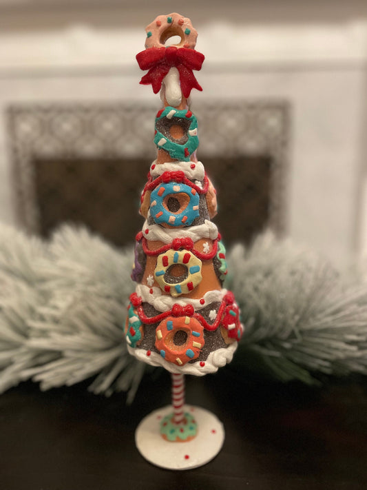 14” Christmas tree with donuts.
