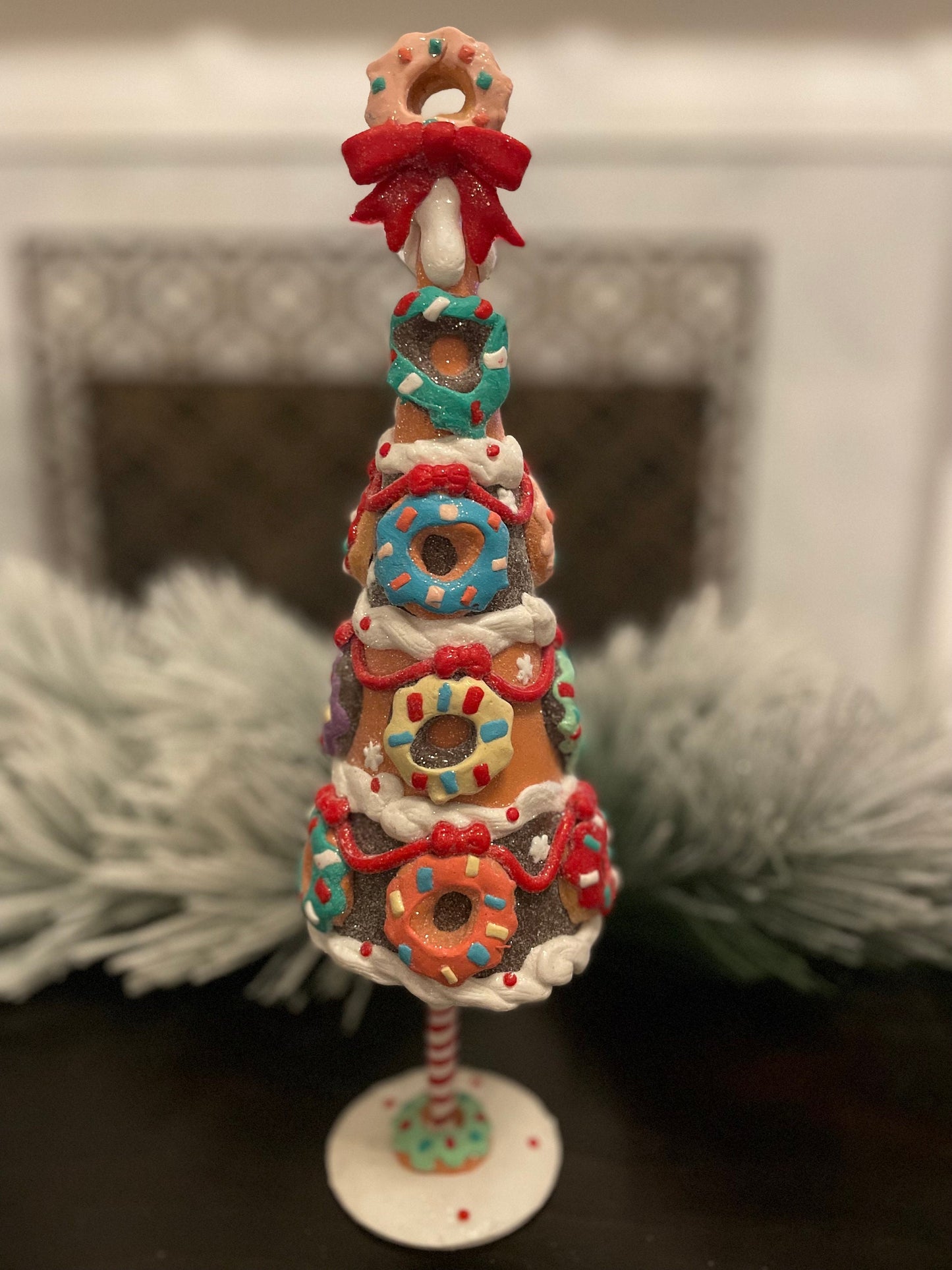 14” Christmas tree with donuts.