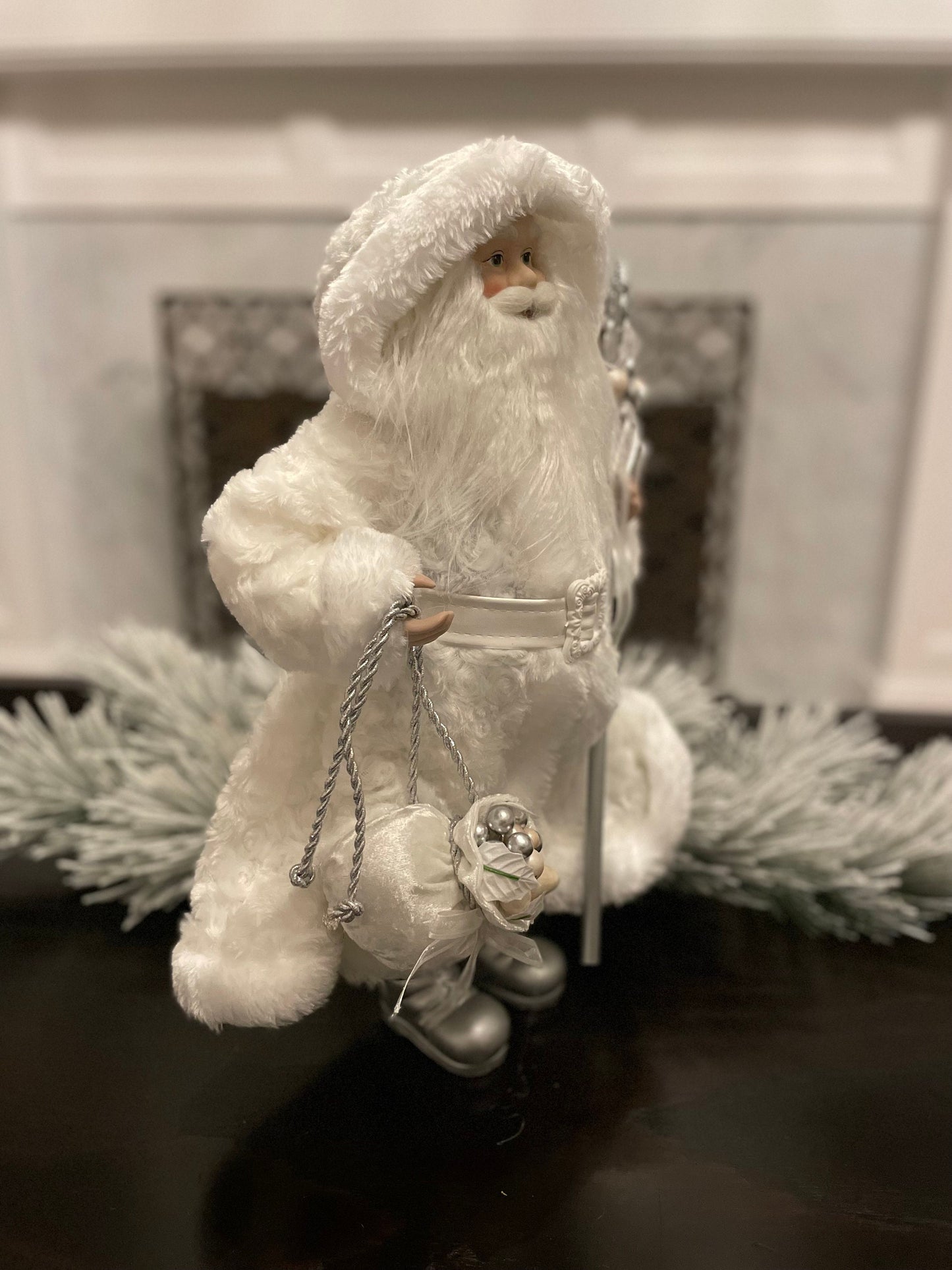 19" H. White Christmas Santa.