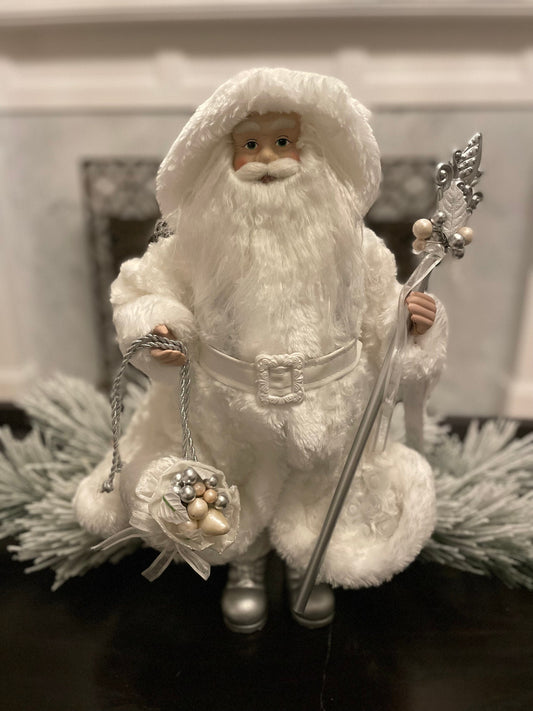 19" H. White Christmas Santa.