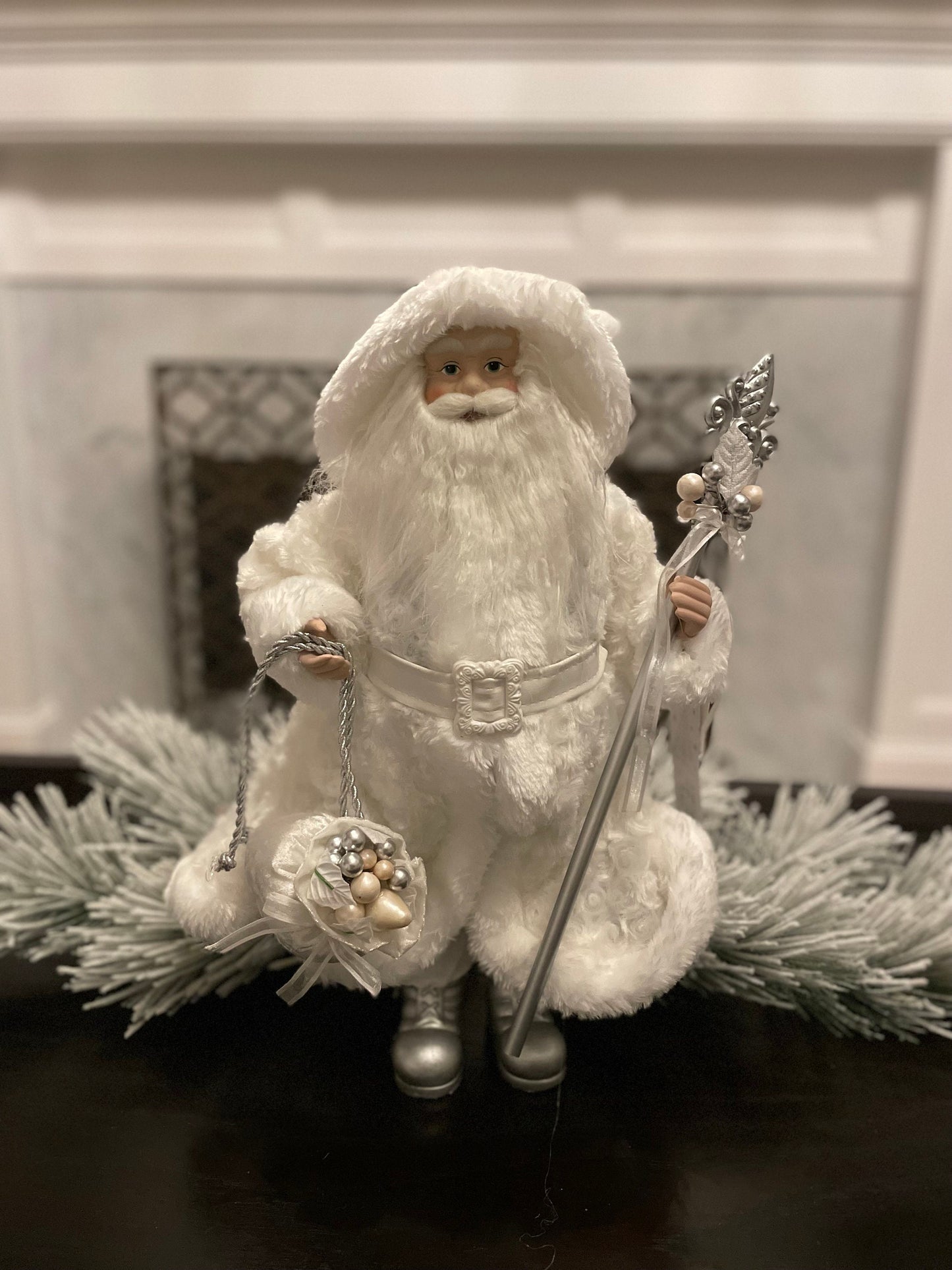 19" H. White Christmas Santa.