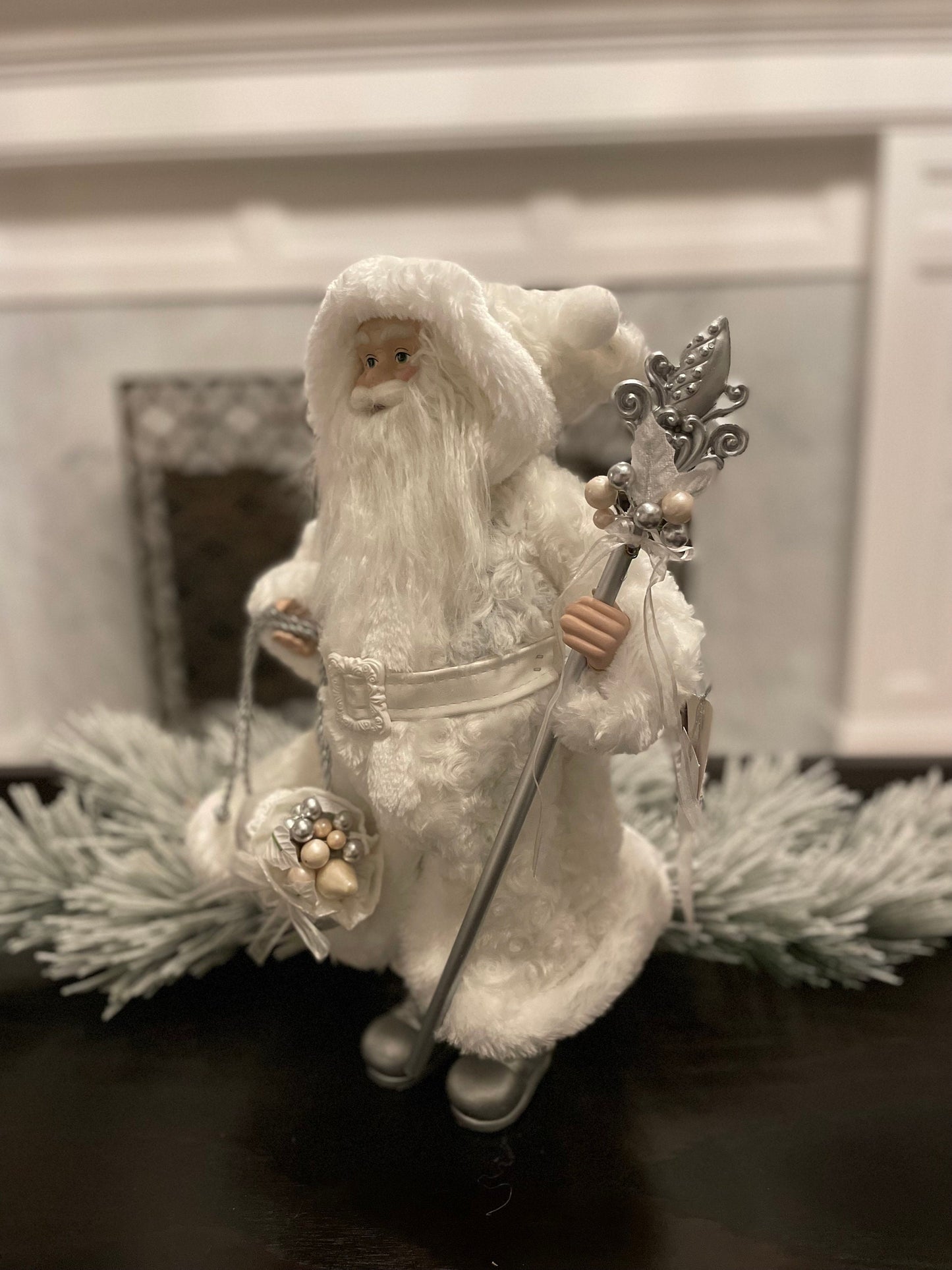 19" H. White Christmas Santa.